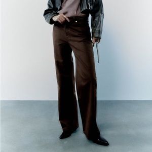 Zara TRF Brown Wide Leg Jeans